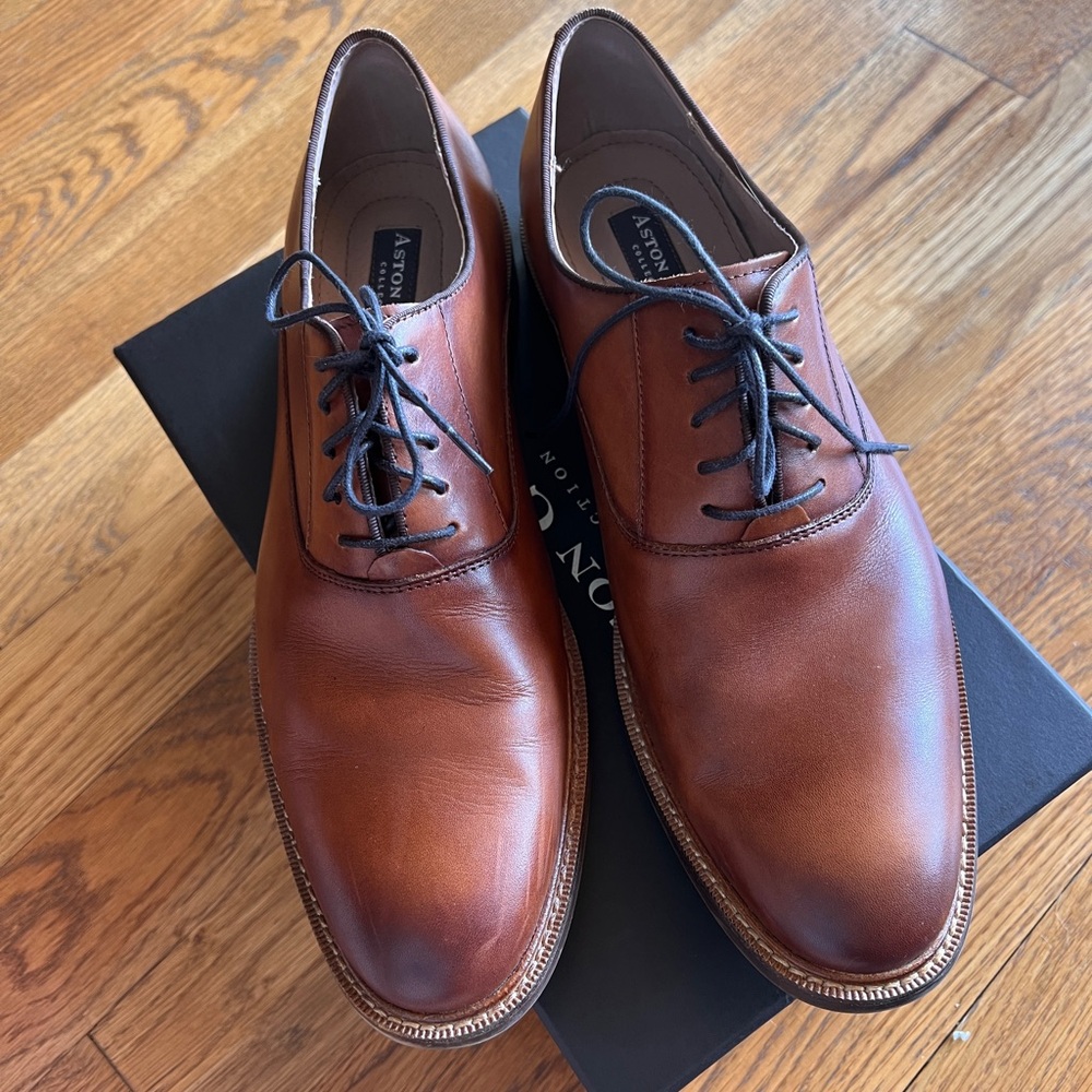 Aston Grey Brown Leather Oxford Shoes